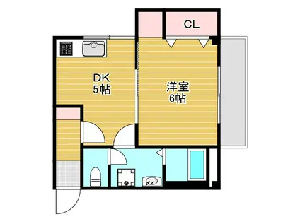 メゾン東栄(1DK/3階)の間取り写真