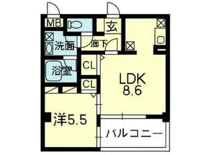 アベニュー清水東(1LDK/1階)の間取り写真