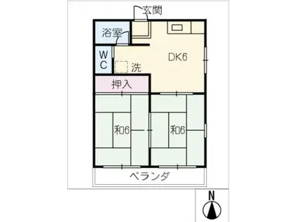 パークハイツいたくら(2DK/2階)の間取り写真