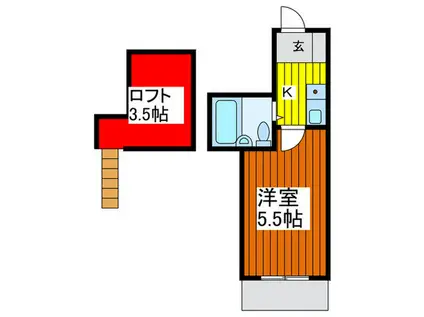 カルム泉町(1K/1階)の間取り写真