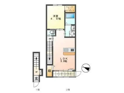 ベル・グラースII(1LDK/2階)の間取り写真