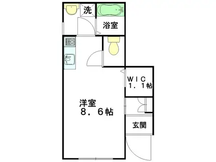 シャトー E(ワンルーム/1階)の間取り写真