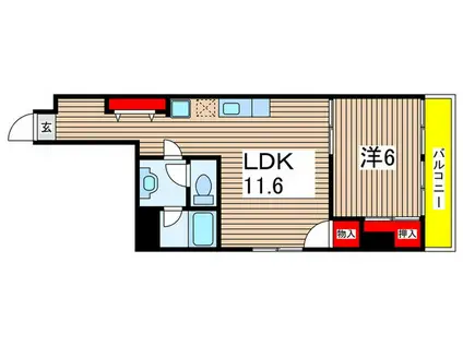 プラーズ長洲(1LDK/6階)の間取り写真