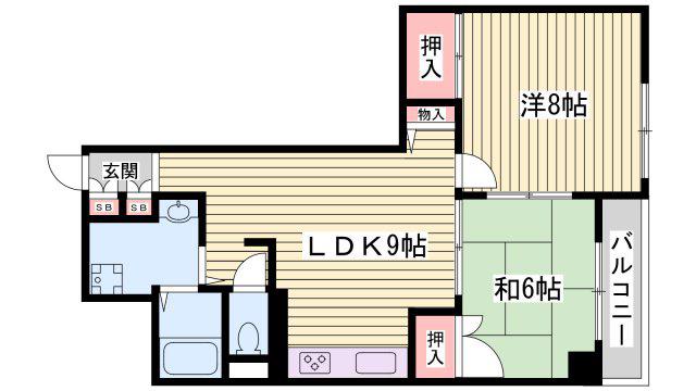 グリシーヌ静徳(2LDK/3階)の間取り写真