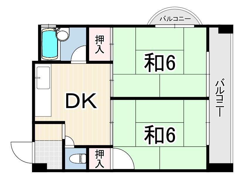 三葉ハイツ(2DK/4階)の間取り写真