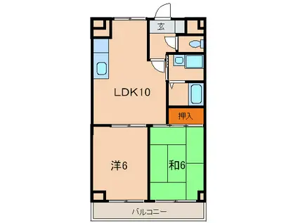 ベルメゾン若王寺(2LDK/1階)の間取り写真