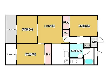 ザ・マンション紺屋町B棟(3LDK/2階)の間取り写真