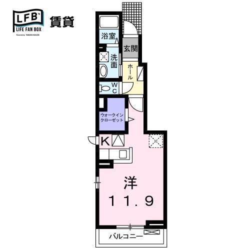 ガーデンハウスIII(1K/1階)の間取り写真