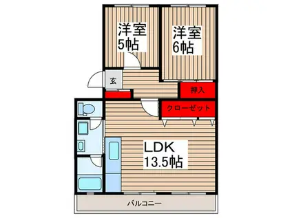 原マンション(2LDK/3階)の間取り写真