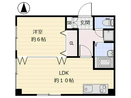川井ビル(1LDK/2階)の間取り写真
