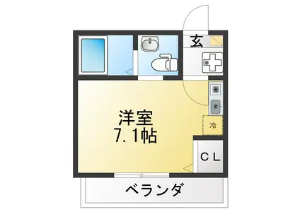 ヴィラディアス横浜IV(ワンルーム/2階)の間取り写真