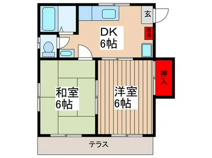 フラット幸(2DK/1階)の間取り写真