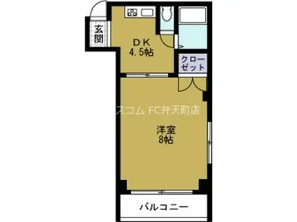 ハイネス磯路(1K/2階)の間取り写真