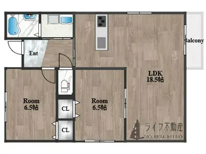 エトワールヴィルR小阪本町(2LDK/3階)の間取り写真