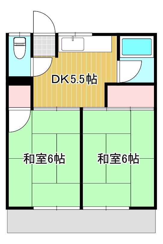コーポ米津(2DK/1階)の間取り写真