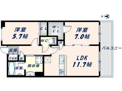グランルシェル(2LDK/4階)の間取り写真