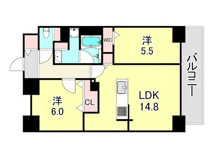 リベルタ元町通(2LDK/8階)の間取り写真