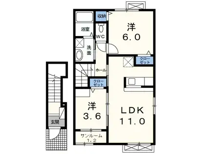 メゾンリバーサイド(2SLDK/2階)の間取り写真