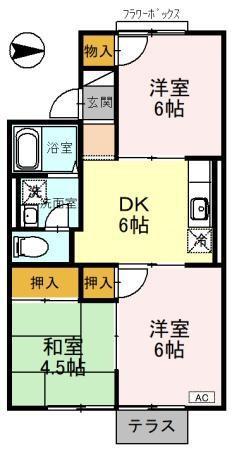 パルコート林II(3DK/2階)の間取り写真