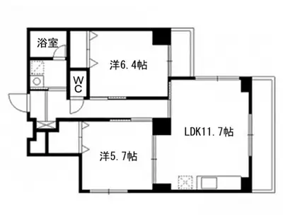 サザンストリート(2LDK/6階)の間取り写真