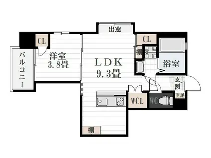 LA CHIC鹿児島中央(1LDK/6階)の間取り写真