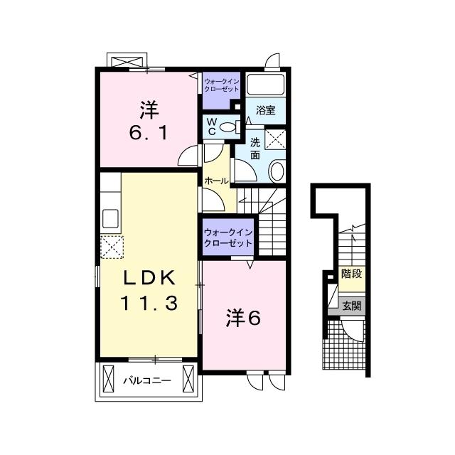 エスペランサI(2LDK/2階)の間取り写真