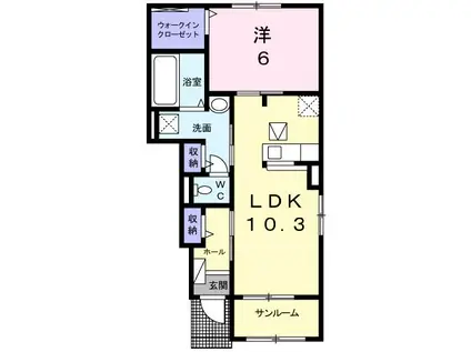 ベル ヴィレッジ B(1LDK/1階)の間取り写真