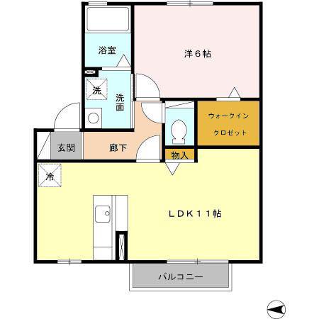 エスペランサA(1LDK/2階)の間取り写真