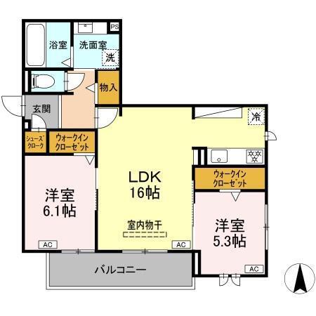 江向PARK(2LDK/2階)の間取り写真