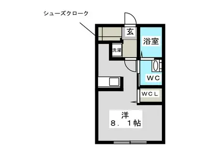 グリーンハイツC(ワンルーム/1階)の間取り写真