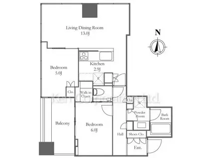 白金ザ・スカイ(2LDK/11階)の間取り写真