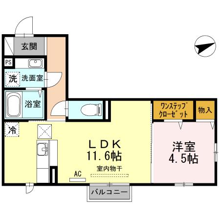 ラ・フレーズ(1LDK/1階)の間取り写真