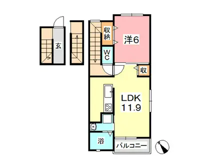 グレイス茶屋町駅前A棟(1LDK/3階)の間取り写真
