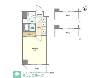 アルファコート青砥3(1K/4階)の間取り写真