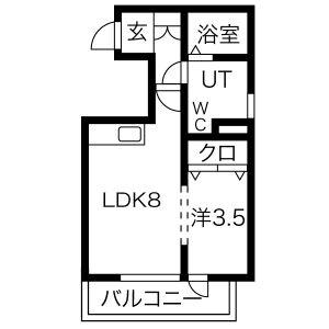 メリディアン迫壱番館(1LDK/2階)の間取り写真