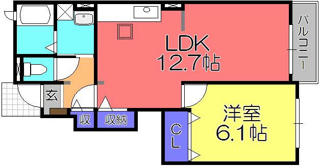 ファミリータイズII(1LDK/1階)の間取り写真