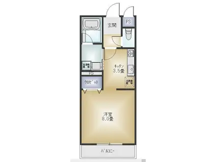 グリーンコートA(1K/2階)の間取り写真