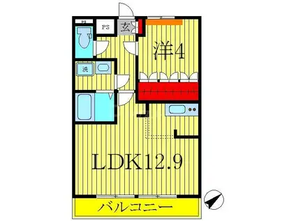 アメニティ ヒルズ(1LDK/2階)の間取り写真