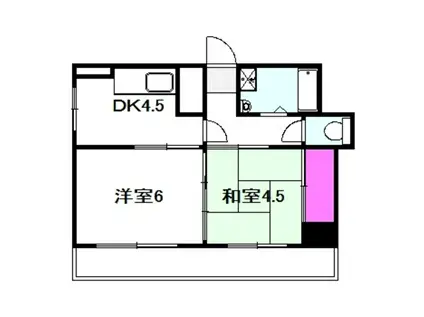 ライオンズ京橋(2DK/3階)の間取り写真