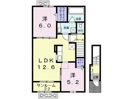 エセックス 西苑 II(2LDK/2階)の間取り写真