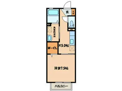 クラヴィエ西宮市(1K/2階)の間取り写真