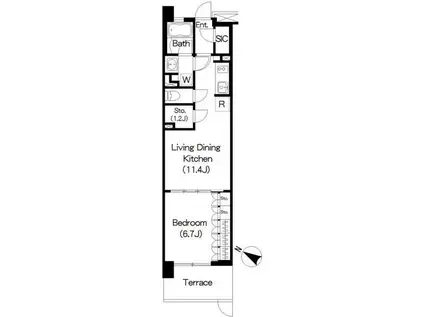 BRILLIA IST三軒茶屋アイビーテラス(1SLDK/1階)の間取り写真