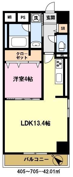 BELAIR川口元郷(1LDK/5階)の間取り写真