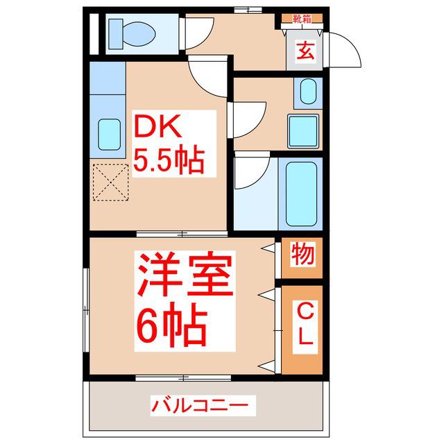 リヴィエールランド(1DK/2階)の間取り写真