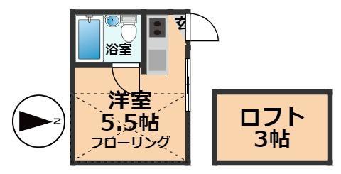 小倉ハイツ(ワンルーム/2階)の間取り写真