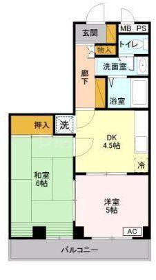 奥田ビル(2DK/4階)の間取り写真