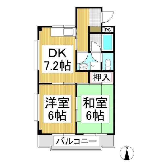ハイツ山岸(2DK/3階)の間取り写真