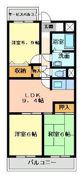 マジェステート(3LDK/1階)の間取り写真