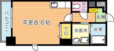 ベルガ南小倉(ワンルーム/8階)の間取り写真