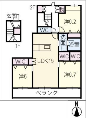グリーンタウン赤坂(3LDK/2階)の間取り写真